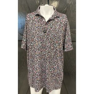Bad Birdie Polo Shirt Mens Large Black Geo Print Golf Performance Stretch